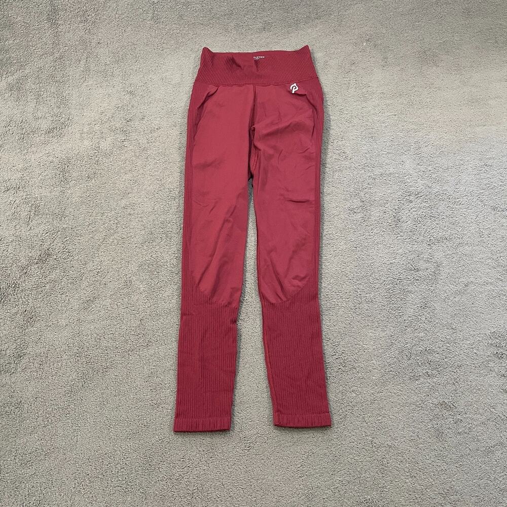 Peloton Maroon Ribbed Seamless High Rise Athletic Leggings Women's Size Small